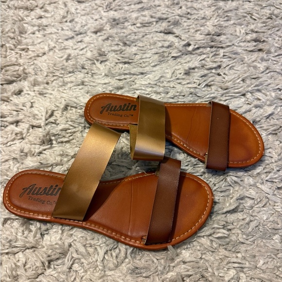 2/$15 Austin Trading Co. - Brown and Gold Sandals - Picture 2 of 8